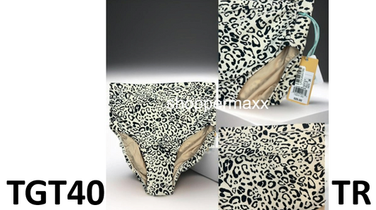 Women's Neutral Leopard Print High Waist Full Coverage Bikini Bottom-Kona Sol, X