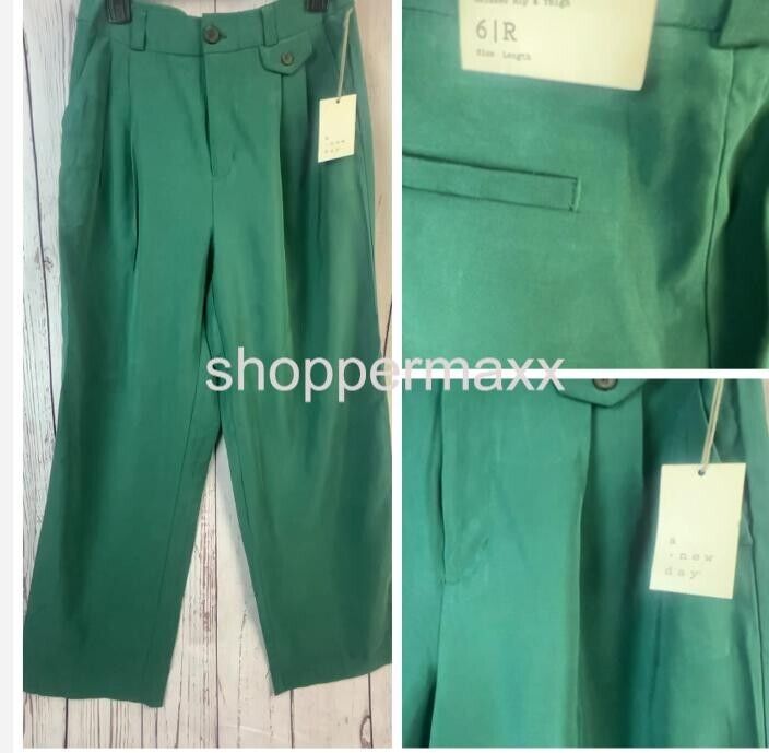 Women's High-Rise Relaxed Fit Full Length Baggy Wide Leg Trousers - A New Day, 6