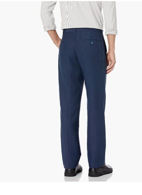 Cubavera Men's Flat Front Linen Blend Dress Pant Dress Blues 40Wx32L