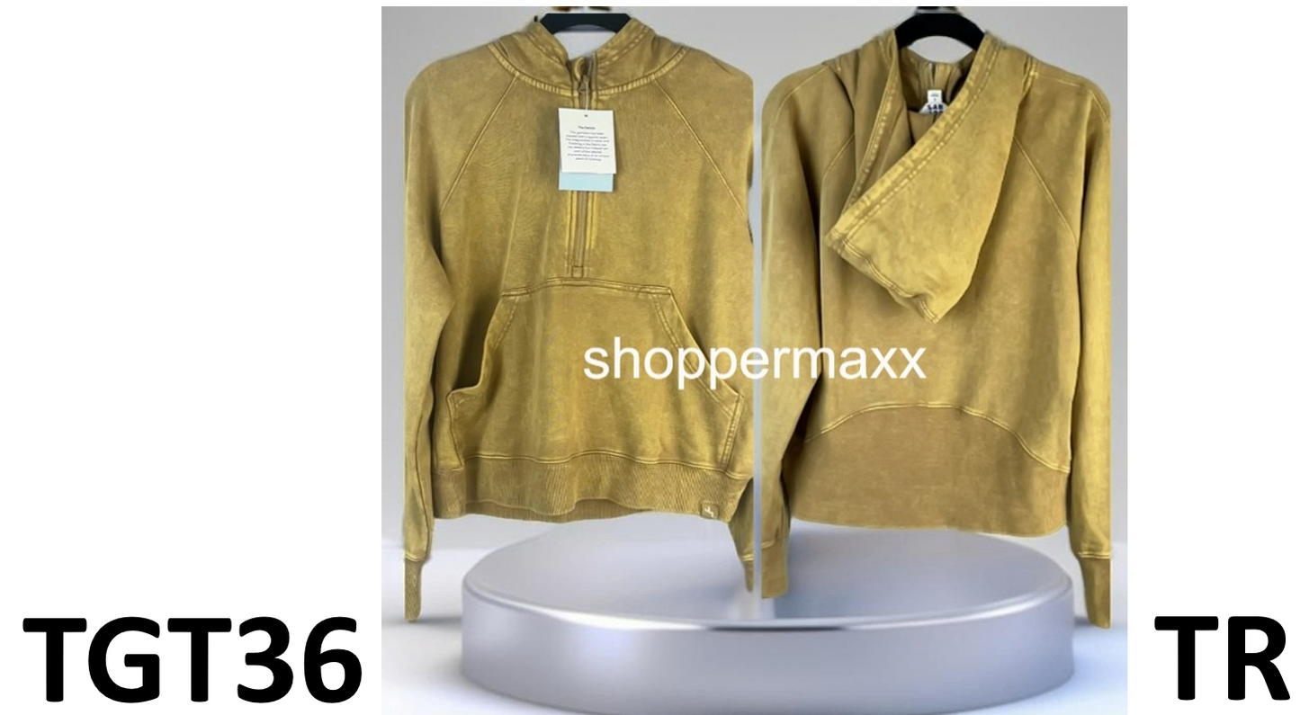 Women's 1/2 Zip Fleece Pullover Sweat - JoyLab, Beige, Size Small