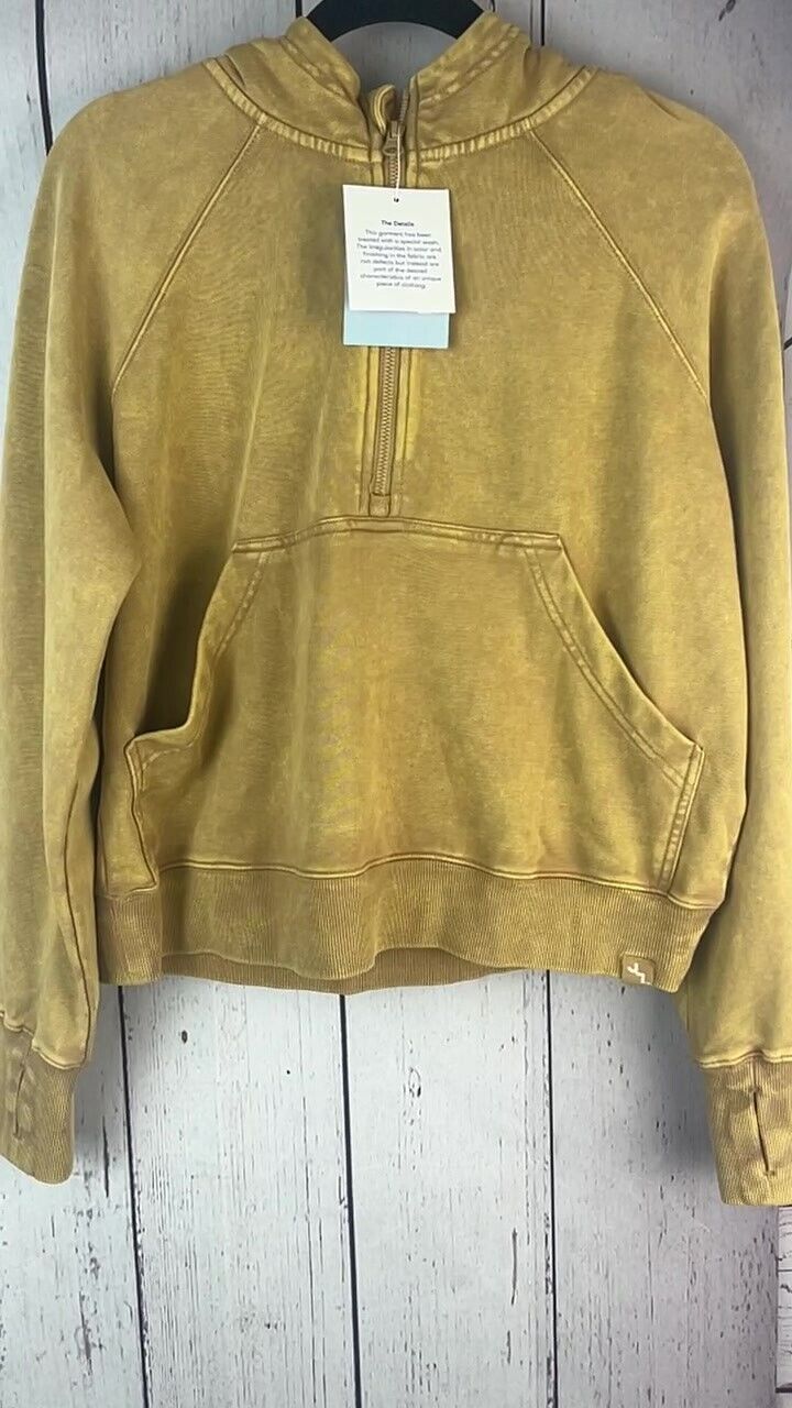 Women's 1/2 Zip Fleece Pullover Sweat - JoyLab, Beige, Size Small