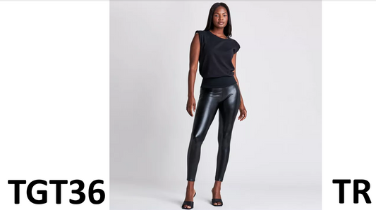 ASSETS by SPANX Women's All Over Faux Leather Leggings - Black, Size X-Large