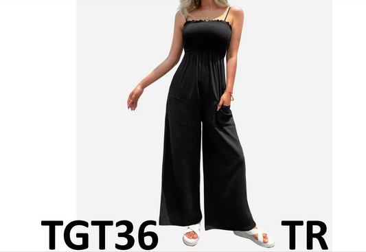 Women's Sleeveless Smocked Jumpsuit - Cupshe, Black, Size Medium