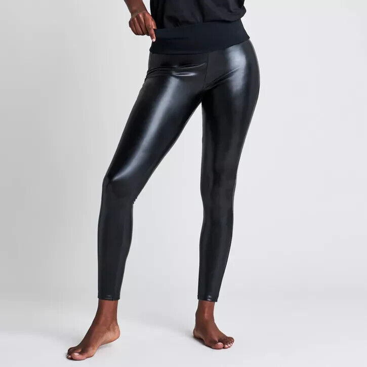 ASSETS by SPANX Women's All Over Faux Leather Leggings - Black, Size X-Large