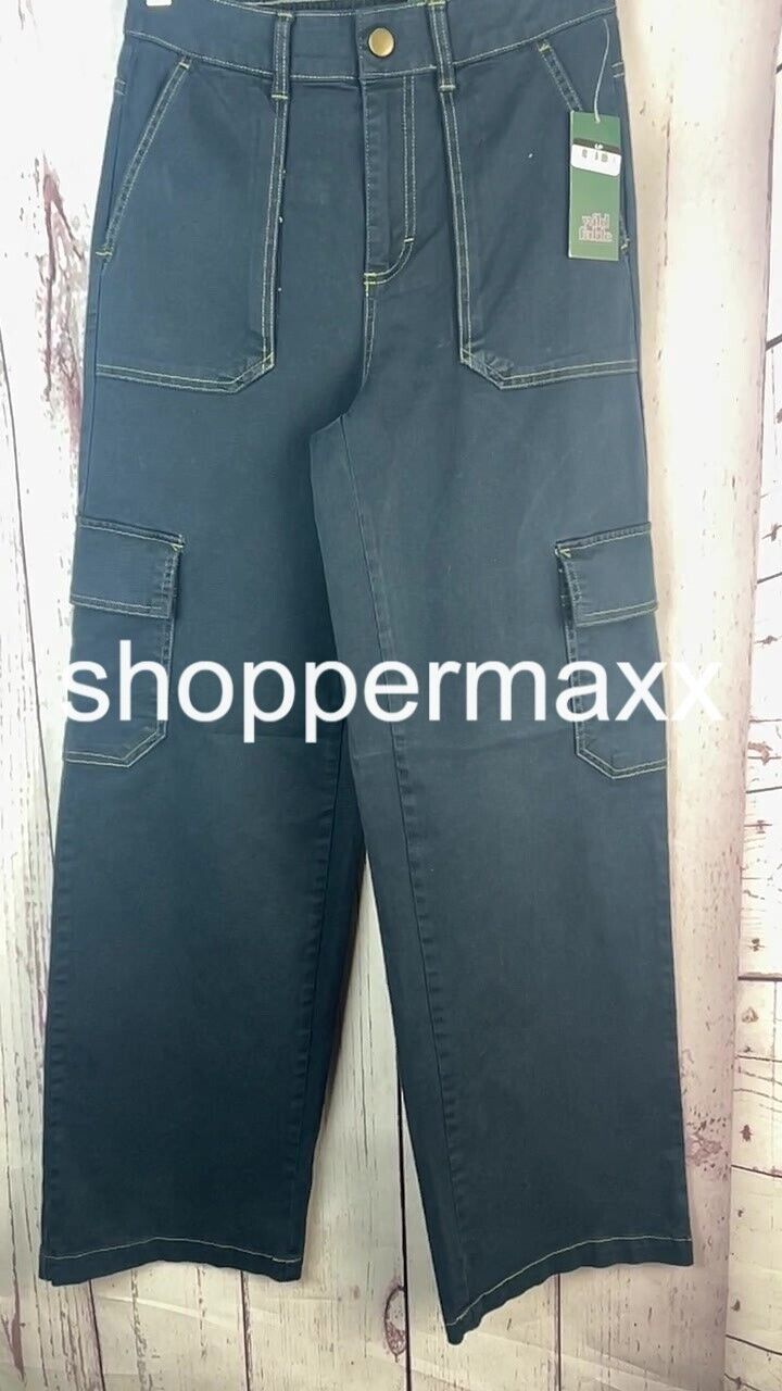 Women's High-Rise Straight Leg Cargo Pants - Wild Fable, Navy Blue, Size X-Small