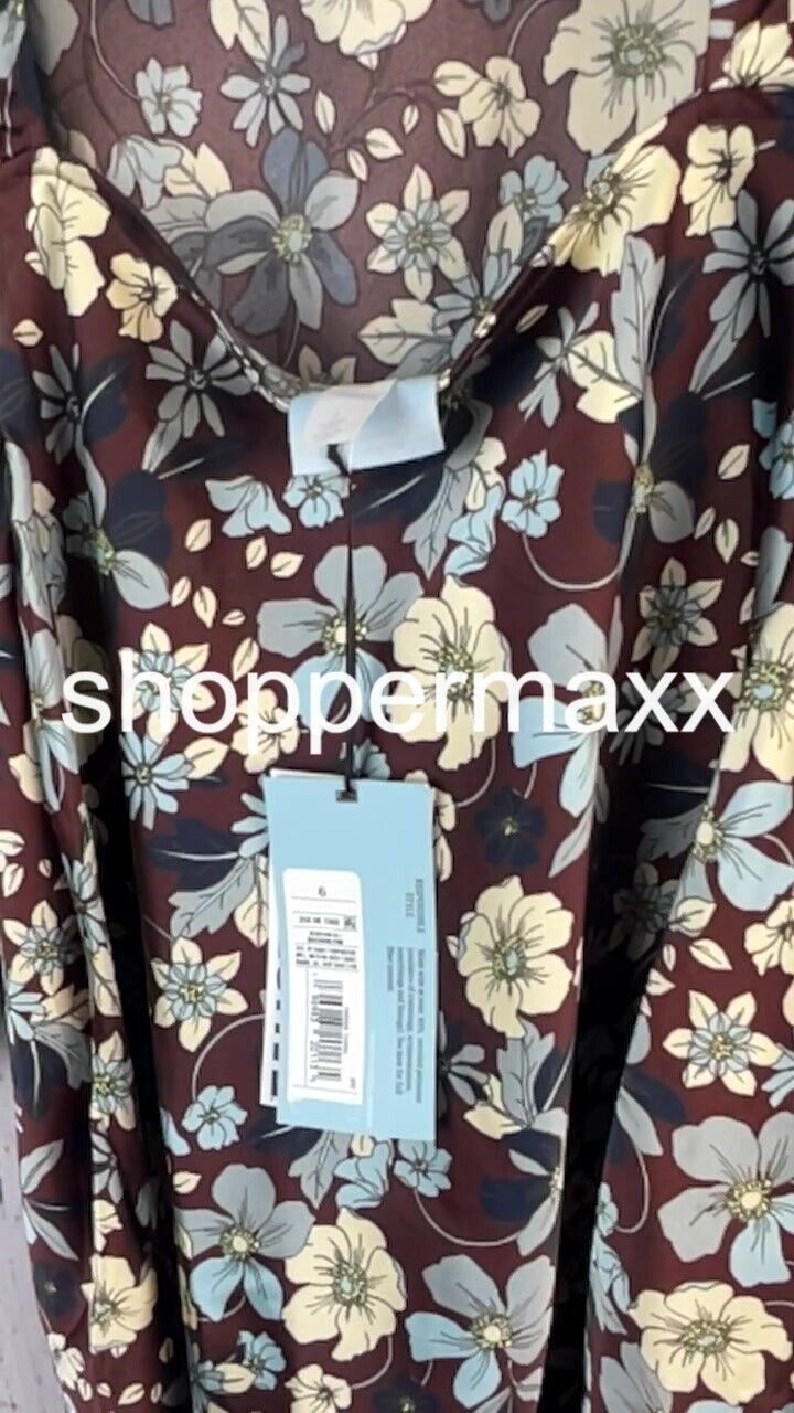 Women's Long Sleeve Satin Mini Dress - Future Collective, Berry Floral, Size 6