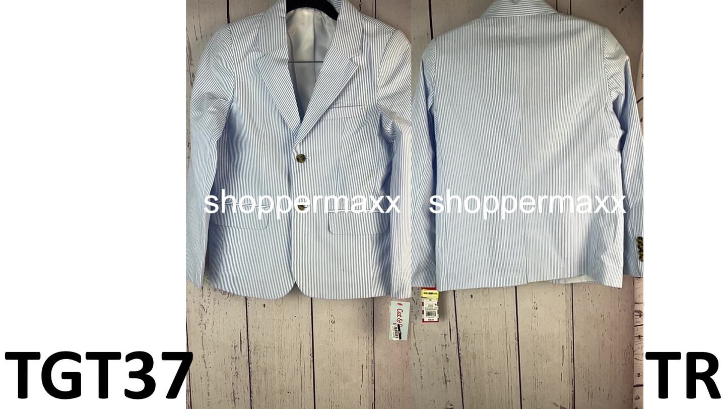 Boys' Seersucker Striped Suit Jacket - Cat & Jack, Blue, Size 10