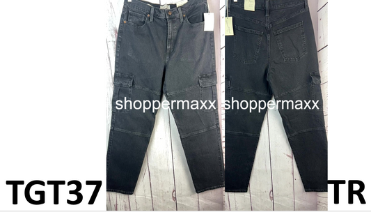 Women's High-Rise 90's Straight Cargo Jeans - Universal Thread, Black, Size 12