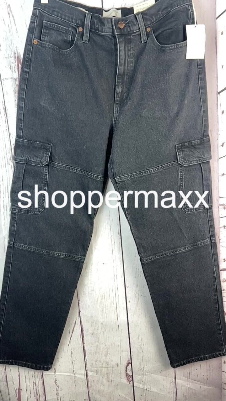 Women's High-Rise 90's Straight Cargo Jeans - Universal Thread, Black, Size 12