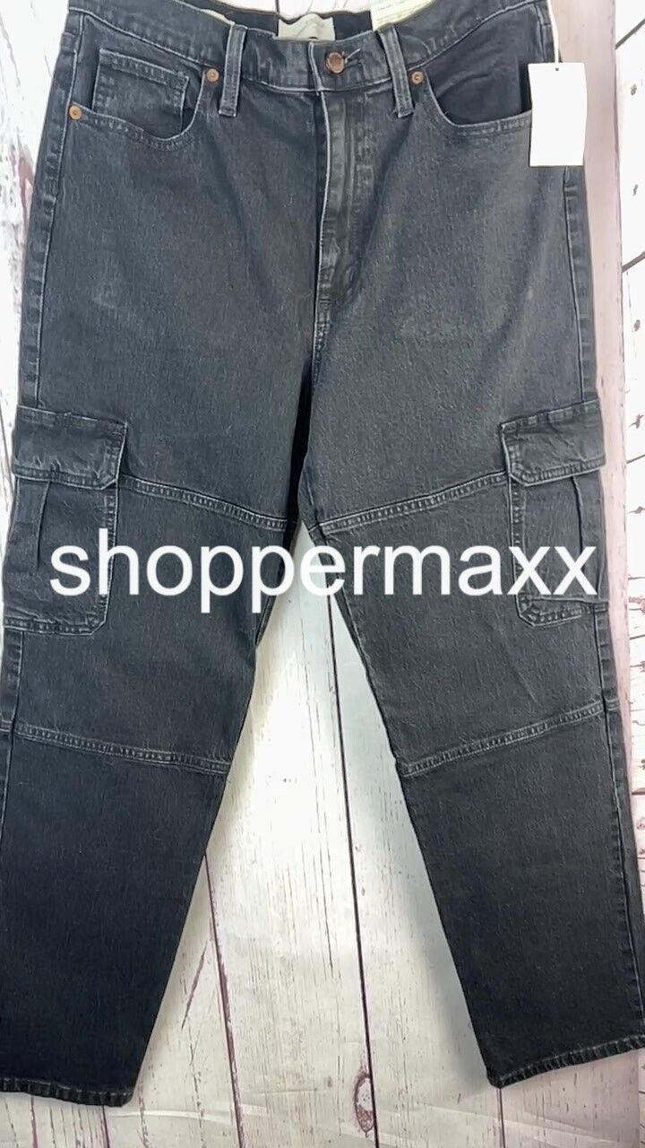 Women's High-Rise 90's Straight Cargo Jeans - Universal Thread, Black, Size 12