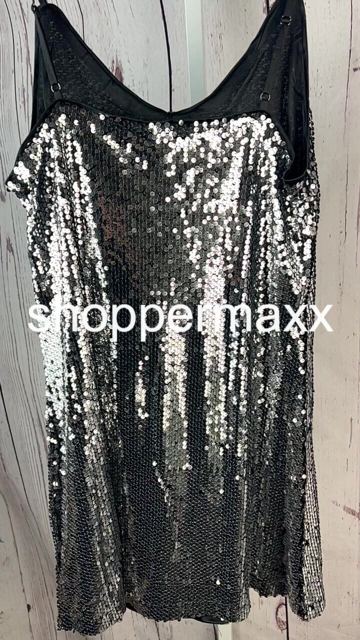 Allegra K Women's Glitter Sequin Spaghetti Strap V-Neck Party Cocktail Dress, M