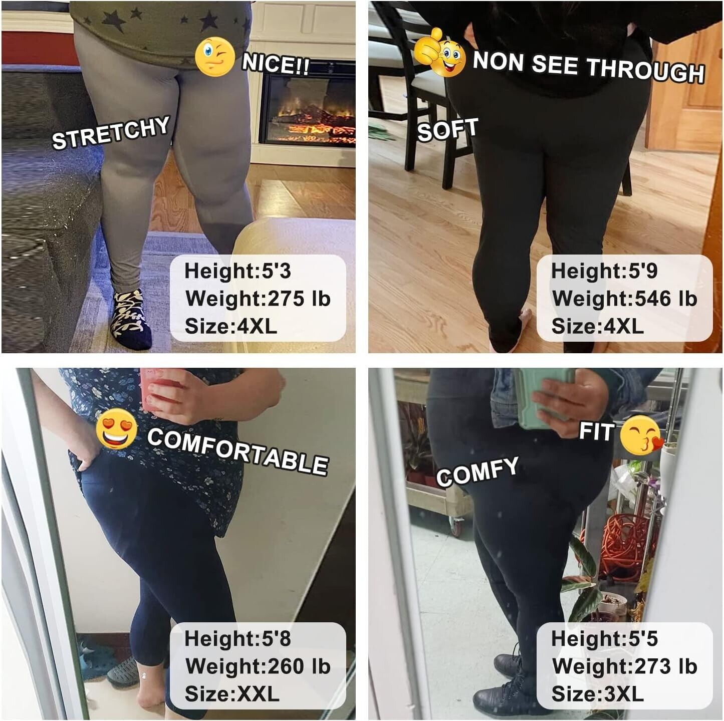 TNNZEET 3 Pack High Waisted Leggings for Women Buttery Soft Workout, Running XXL