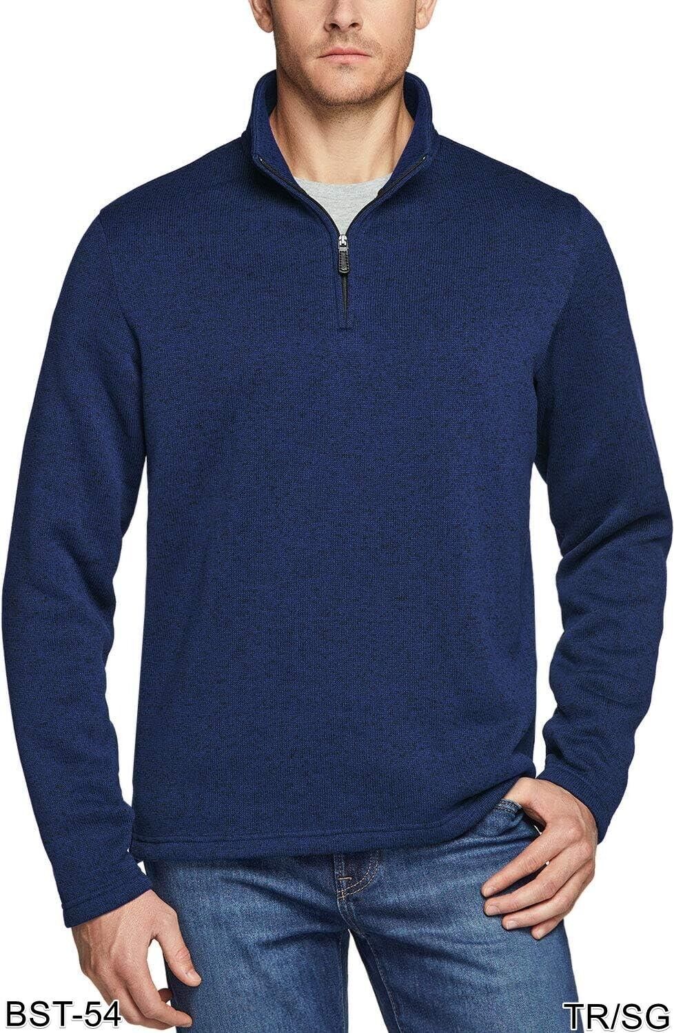 TSLA Men's Quarter Zip Thermal Fleece Lined Collor Sweater Winter Lightweight, L