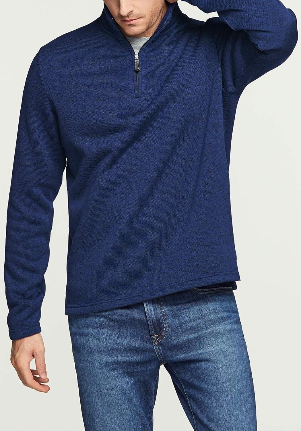 TSLA Men's Quarter Zip Thermal Fleece Lined Collor Sweater Winter Lightweight, L