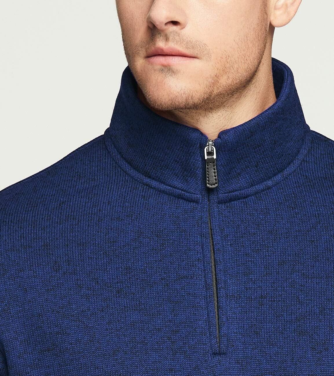 TSLA Men's Quarter Zip Thermal Fleece Lined Collor Sweater Winter Lightweight, L