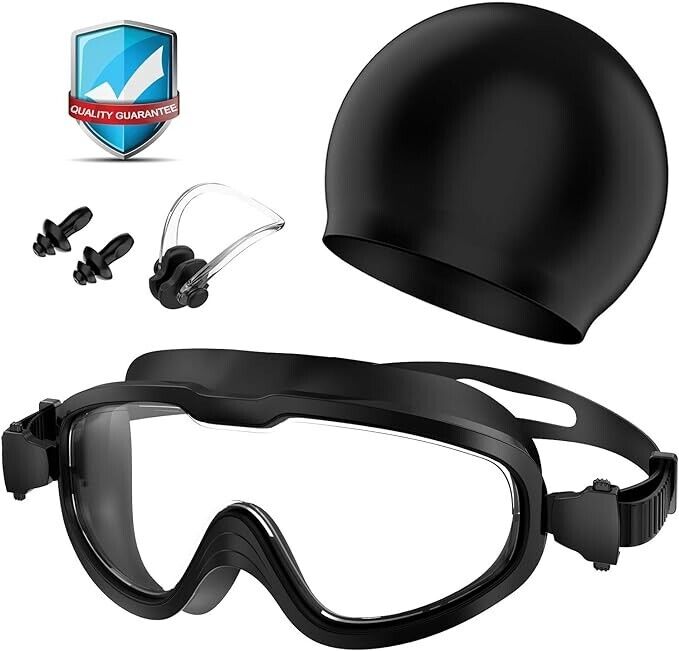 Swimming Goggles, No Leaking Anti-Fog UV Protection Large Frame Swim Goggles