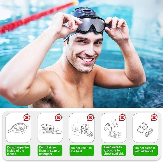 Swimming Goggles, No Leaking Anti-Fog UV Protection Large Frame Swim Goggles
