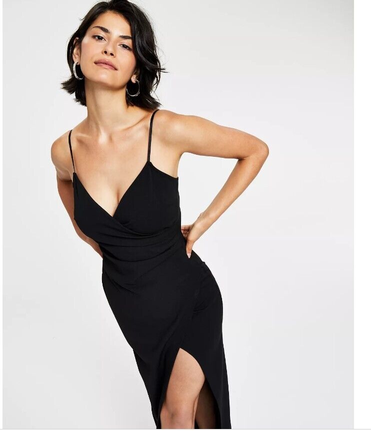 Emerald Sundae Juniors High-Slit Gown Black Large