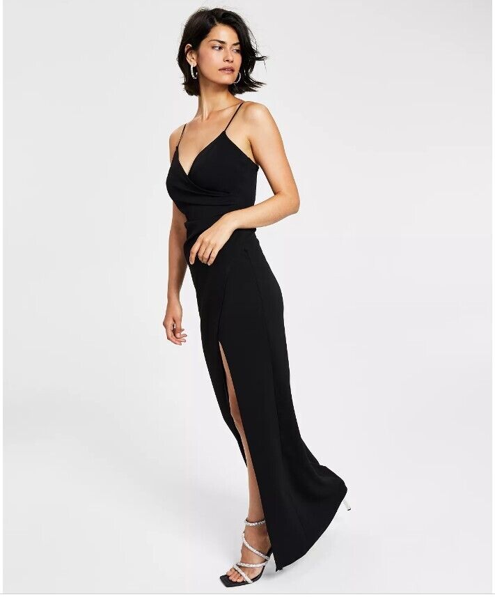 Emerald Sundae Juniors High-Slit Gown Black Large