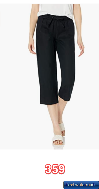 Amazon Essentials Women's Linen Blend Drawstring Wide Leg Crop Pant Black M