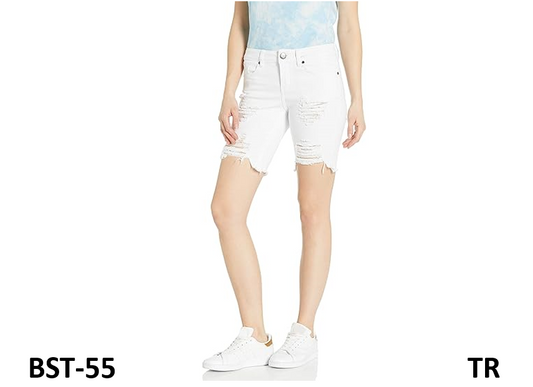 COVER GIRL Jeans Juniors Denim Shorts Booty Bermuda Mid Rise Basic Ripped 1/2