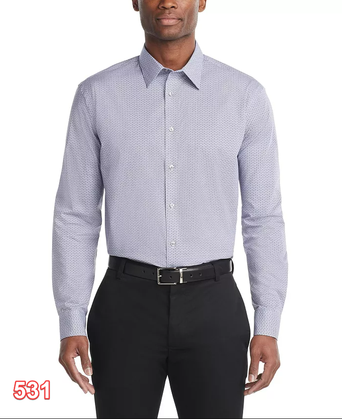 Calvin Klein Men's Steel + Dress Shirts Non Iron Stretch Reg Fit Print, Amethyst