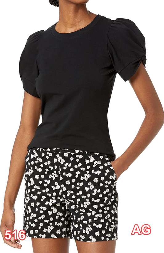 Amazon Essentials Women's Classic-Fit Twist Sleeve Crewneck T-Shirt Black Small