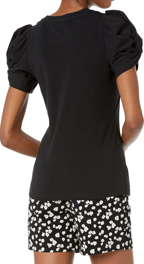Amazon Essentials Women's Classic-Fit Twist Sleeve Crewneck T-Shirt Black Small