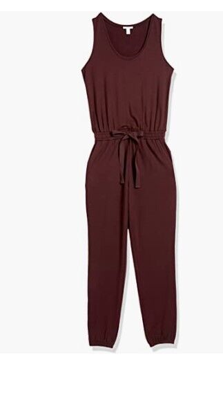 Daily Ritual Women's Supersoft Terry Sleeveless Scoopneck Jumpsuit Deep Brown S