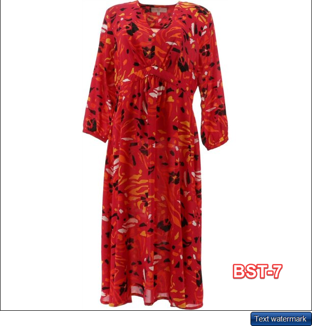 Vanessa Williams Printed V-Neck Midi Dress Women's size S Magenta $92.75