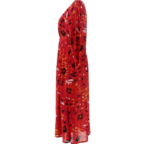 Vanessa Williams Printed V-Neck Midi Dress Women's size S Magenta $92.75