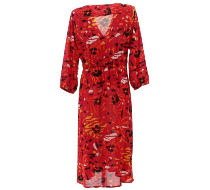 Vanessa Williams Printed V-Neck Midi Dress Women's size S Magenta $92.75