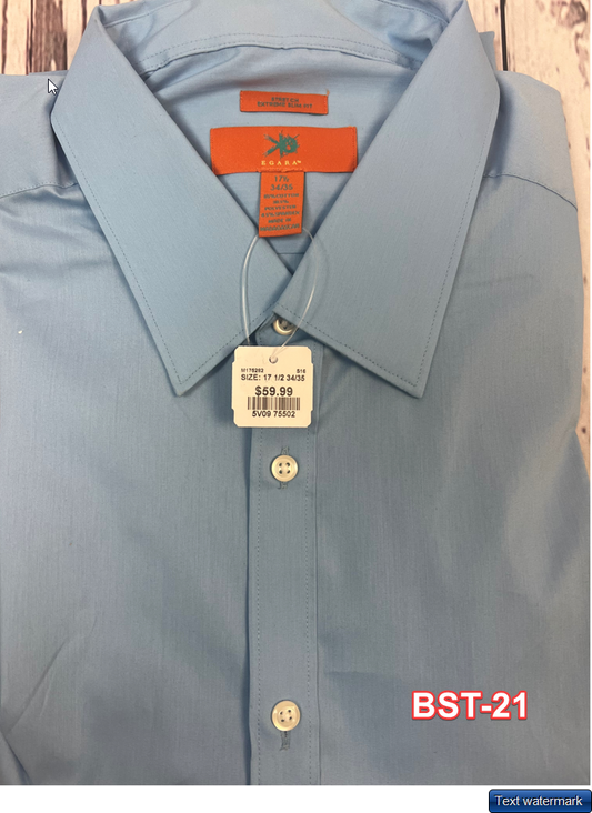 Egara Extreme Slim Fit Dress Shirt, Blue 17.5 34/35