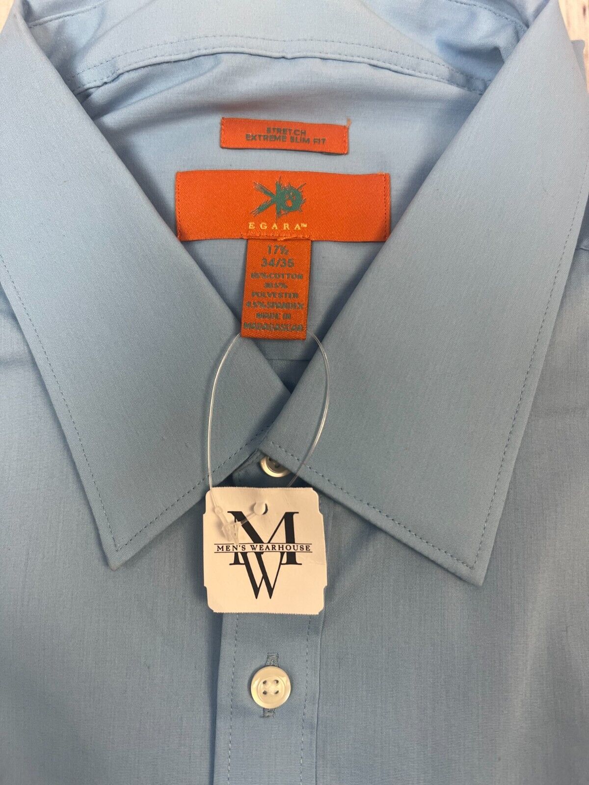 Egara Extreme Slim Fit Dress Shirt, Blue 17.5 34/35