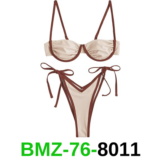 ZAFUL Women's Underwire Bikini High Cut Bikini Set Tie Side Bottom Two Piece, S