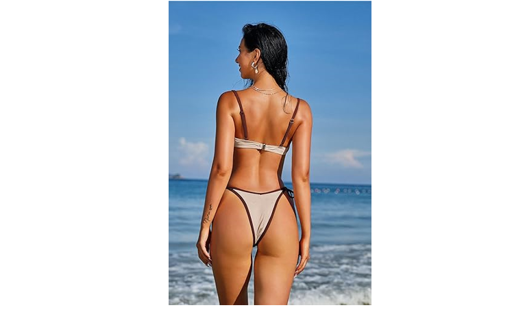 ZAFUL Women's Underwire Bikini High Cut Bikini Set Tie Side Bottom Two Piece, S