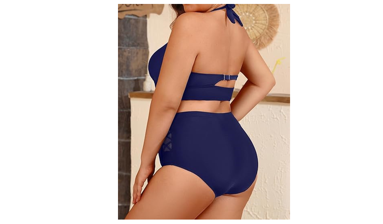 Yonique Womens Two Piece Plus Size Halter Bikini Swimsuits Tummy Control, 20W
