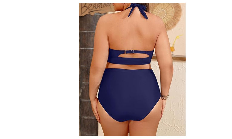 Yonique Womens Two Piece Plus Size Halter Bikini Swimsuits Tummy Control, 20W