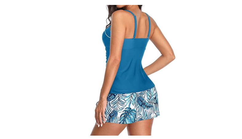 Yonique Womens Underwire Tankini Swimsuits with Skirt Two Piece Bathing Suits, L