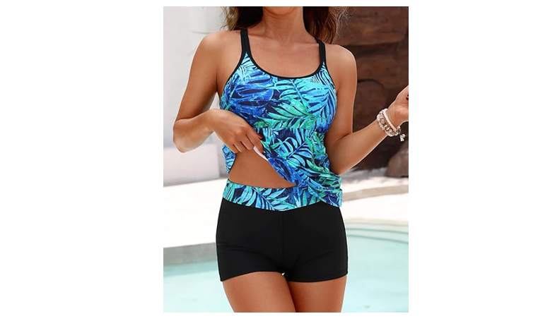 Yonique Two Piece Tankini Swimsuits for Women with Shorts Tummy Control, L