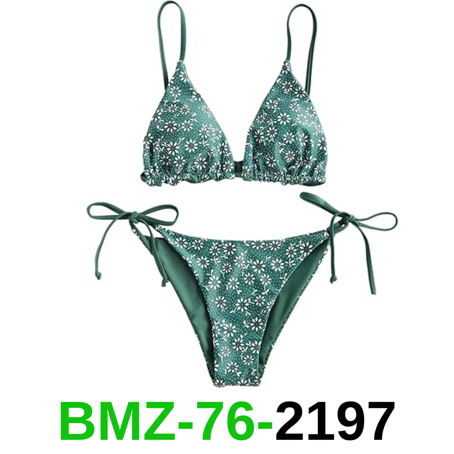 ZAFUL Women's Triangle Bikini Floral String Bikini Set Two Piece Swimsuit, L
