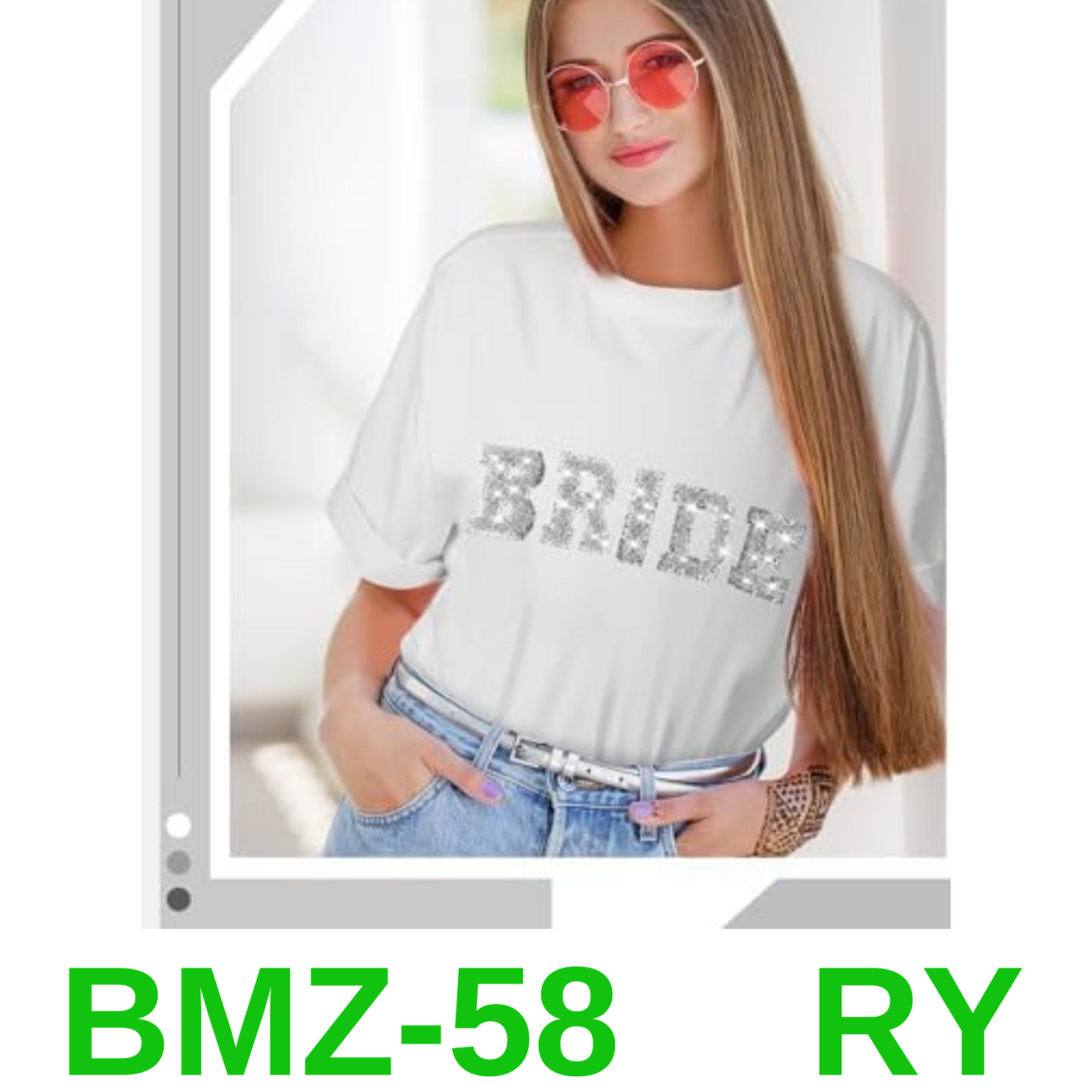 Bride T Shirt Bridal Party Sweatshirt Rhinestone Wedding Tees for Women, Medium
