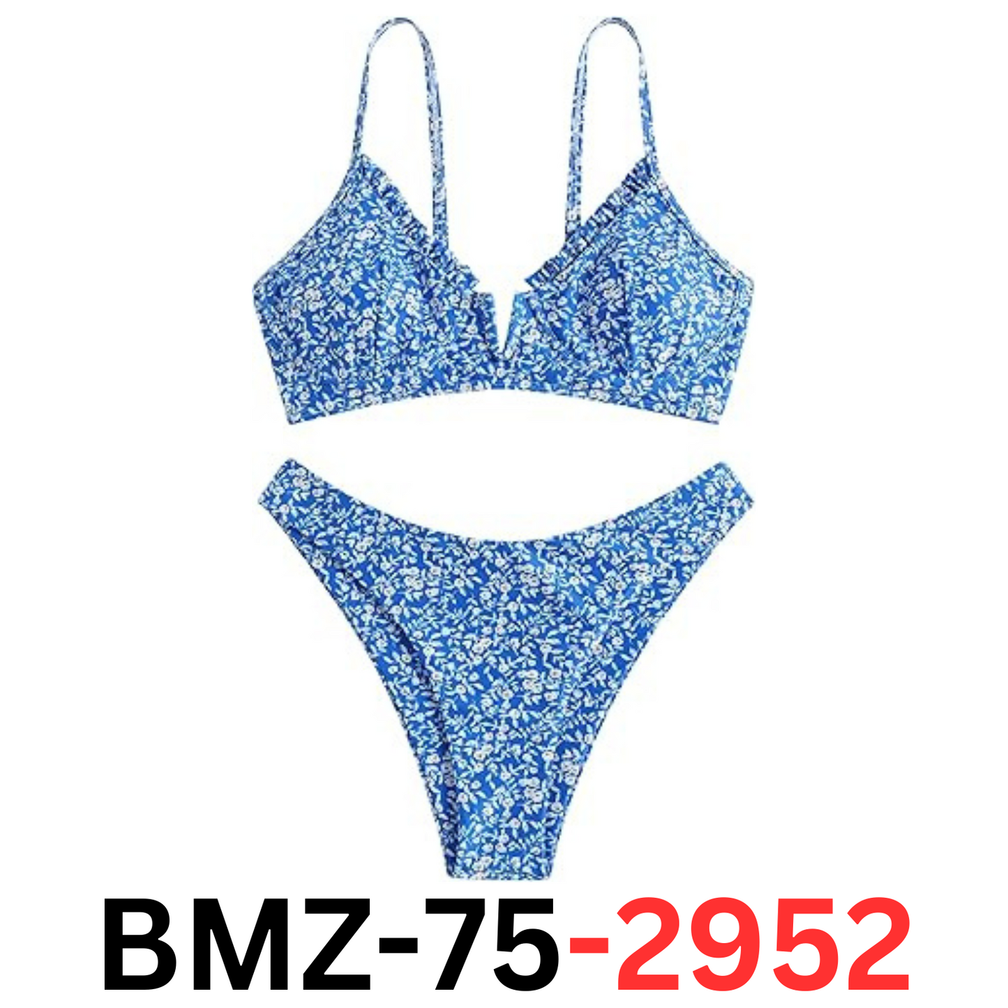 ZAFUL Women's Underwire Floral High Leg Bikini Set V-Wired Two Piece Swimsuit, S