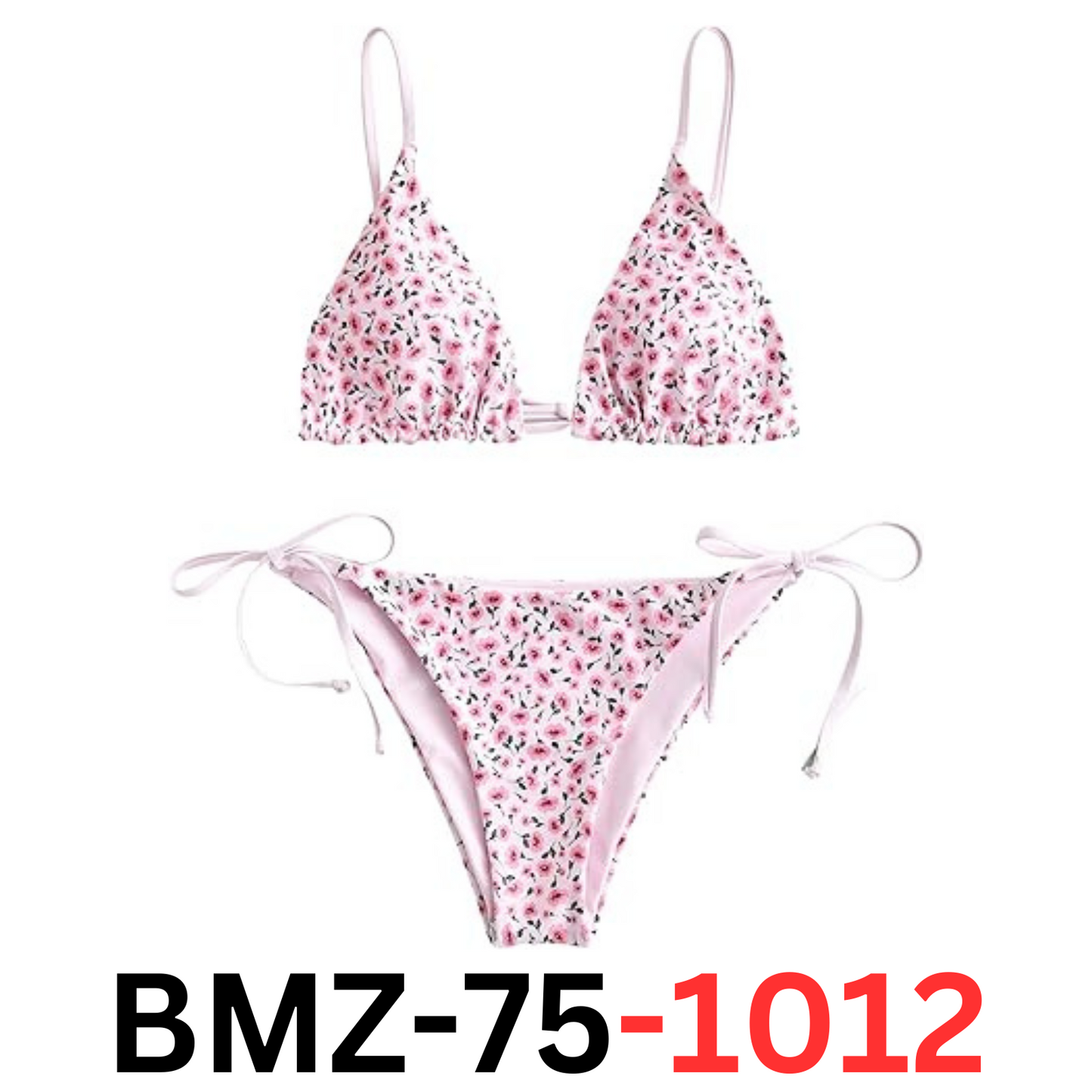 ZAFUL Women Triangle Bikini Floral String Bikini Set Two Piece Swimsuit, Pink, M