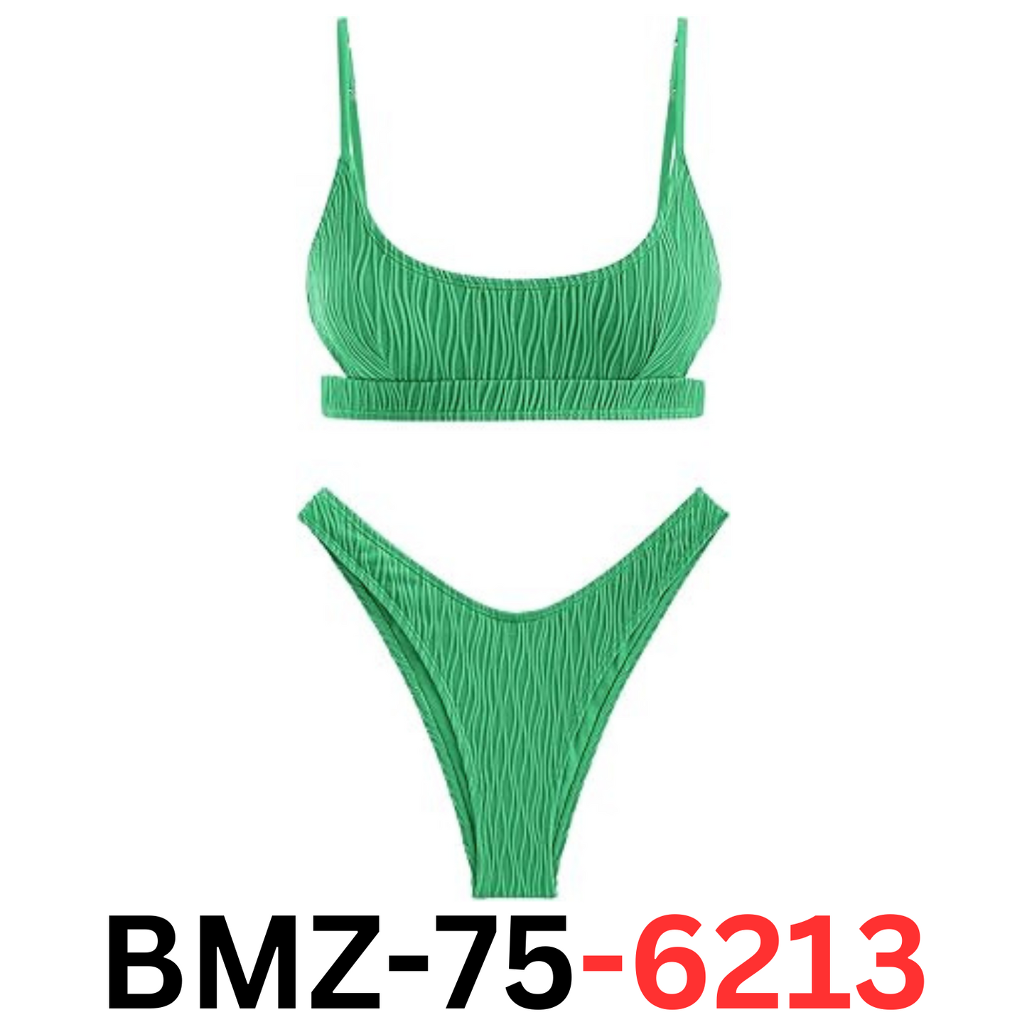 ZAFUL Women Cutout Scoop Neck Back Criss Cross Tie Ribbed High Cut Bikini Set, M