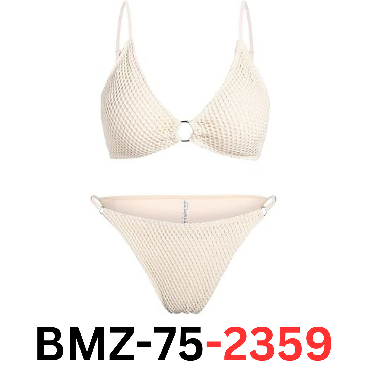 ZAFUL Women's Crochet O Ring Triangle Bikini Set Fishnet Mesh String Swimwear, S