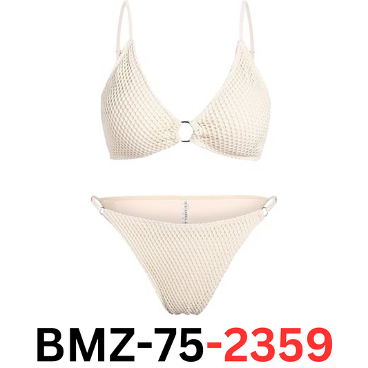 ZAFUL Women's Crochet O Ring Triangle Bikini Set Fishnet Mesh String Swimwear, S