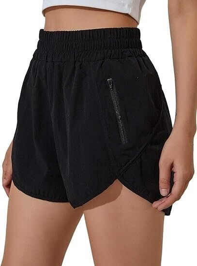 Blooming Jelly Womens High Waisted Running Shorts Athletic Workout Shorts Blk M