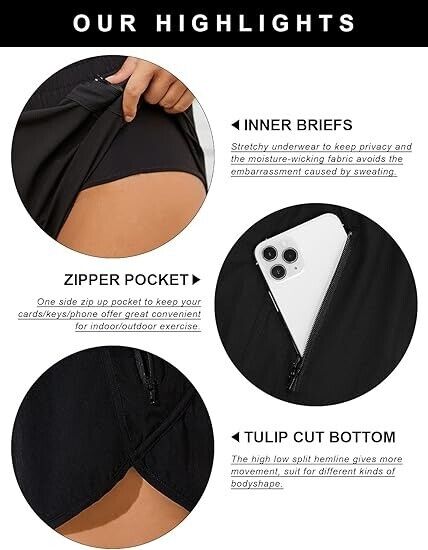 Blooming Jelly Womens High Waisted Running Shorts Athletic Workout Shorts Blk M