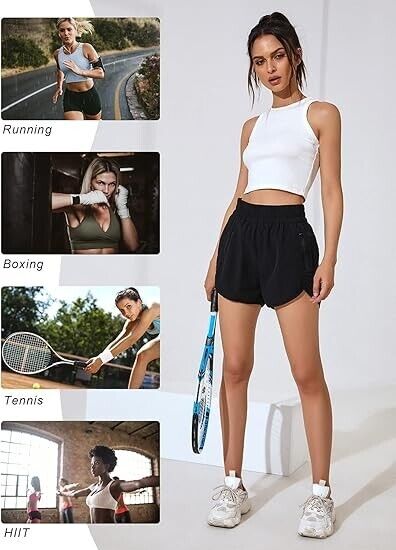 Blooming Jelly Womens High Waisted Running Shorts Athletic Workout Shorts Blk M